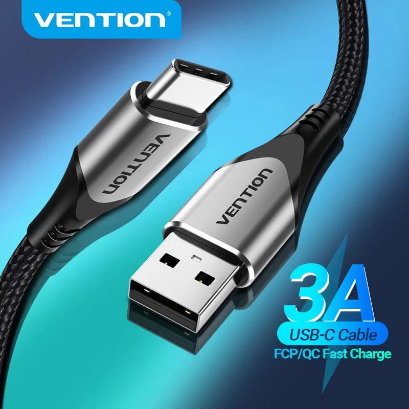 Vention Cotton Braided USB 2.0 A Male to C Male 3A Cable Aluminum Alloy Type - Image 3