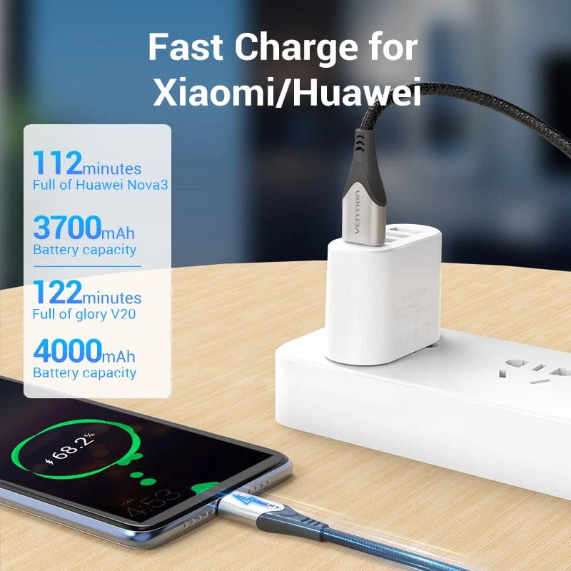 Vention Cotton Braided USB 2.0 A Male to C Male 3A Cable Aluminum Alloy Type - Image 4