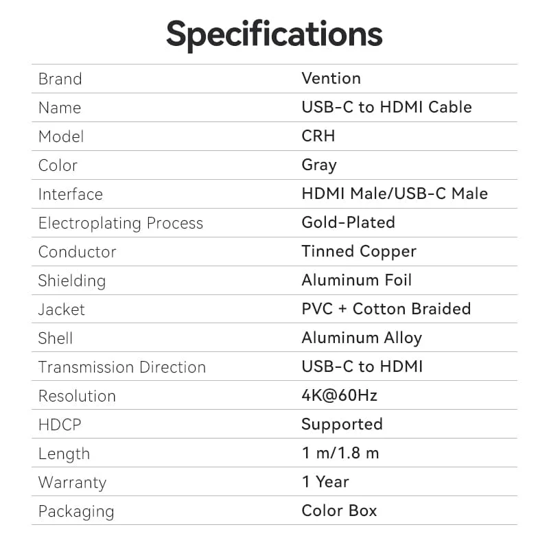 Vention  USB-C To HDMI™ Cable - Image 11