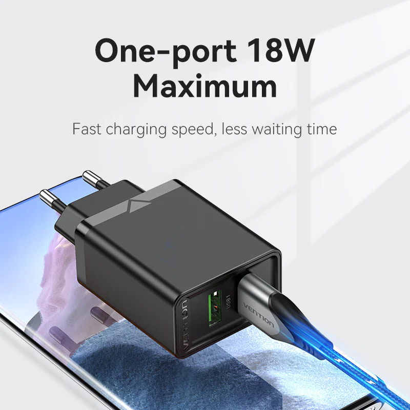 Vention 2-Port USB(A+A) Wall Charger (18W/18W) EU-Plug - Image 3