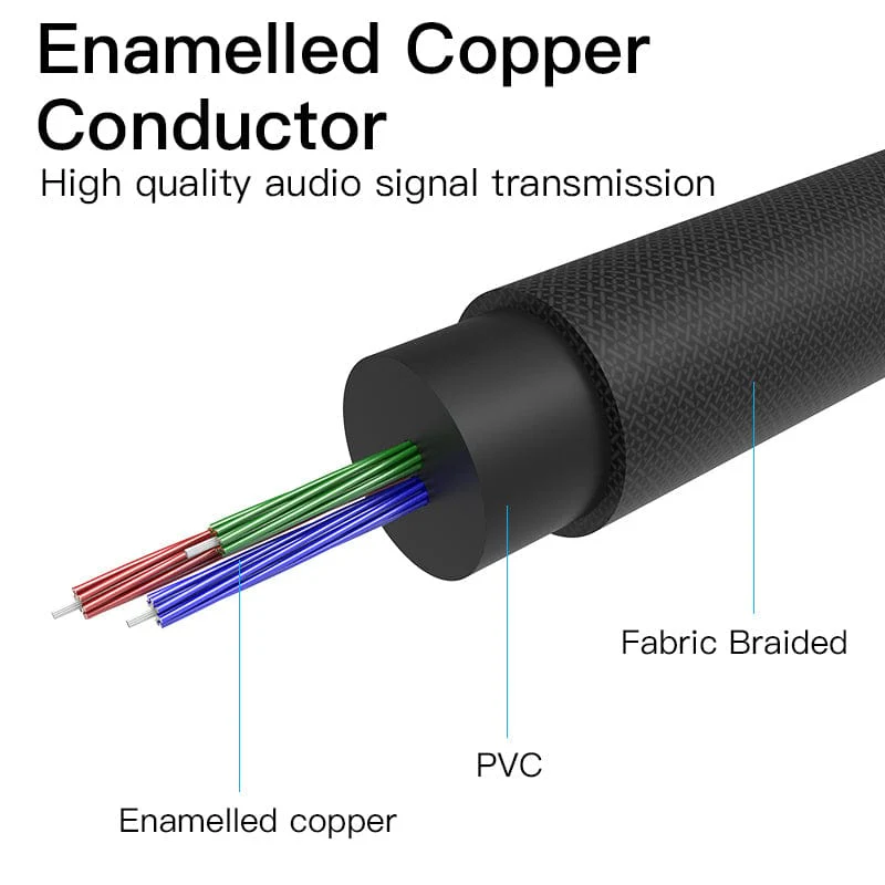 Vention Fabric Braided 3.5mm Male to Male Audio Cable Black Metal Type - Image 7