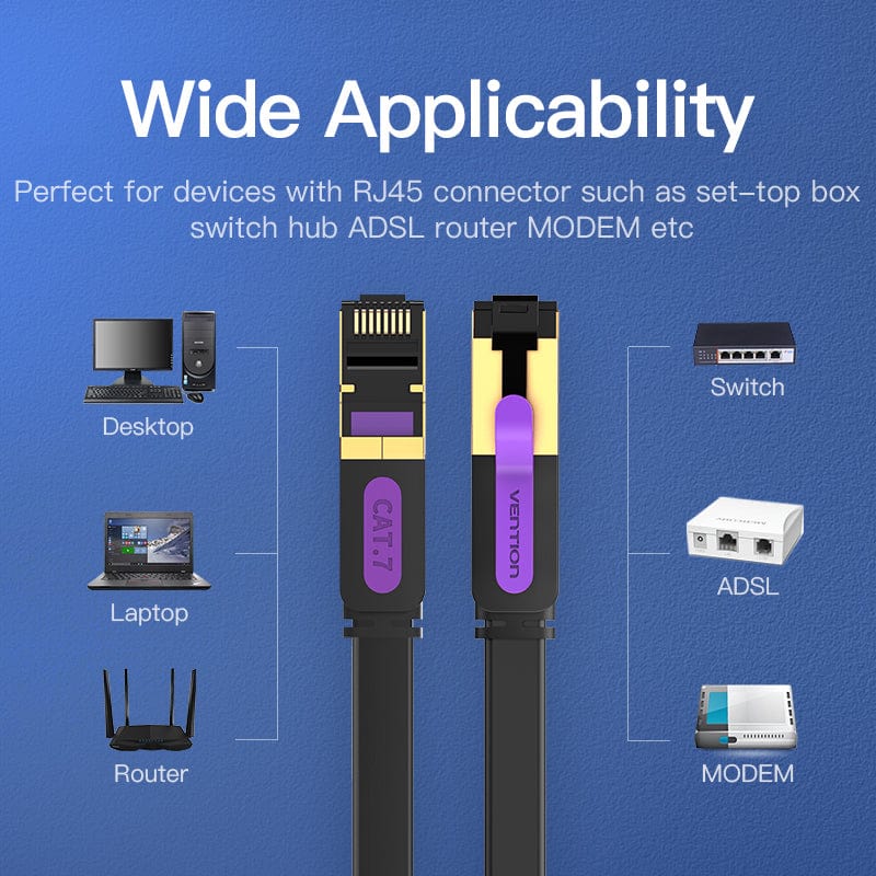 Vention Flat Cat.7 Patch Cable Black - Image 4