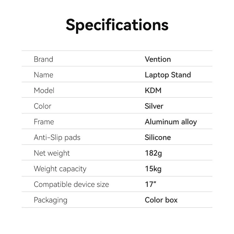 Vention Foldable Laptop Stand Silver Aluminum Alloy Type - Image 10
