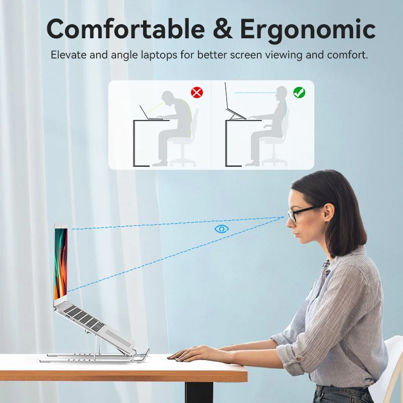 Vention Foldable Laptop Stand Silver Aluminum Alloy Type - Image 3