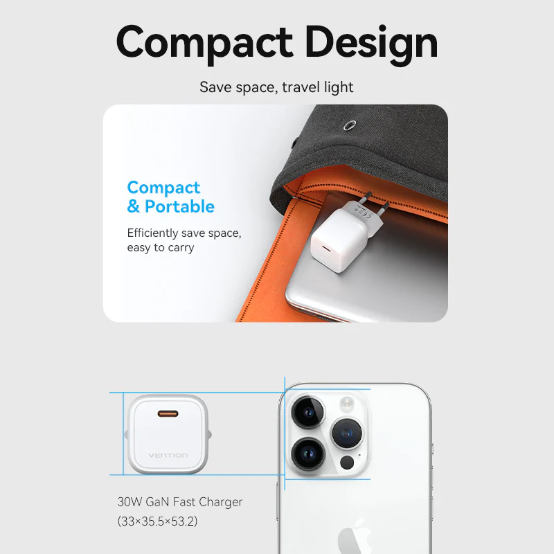 Vention 1-Port USB-C GaN Charger 30W EU-Plug - Image 9