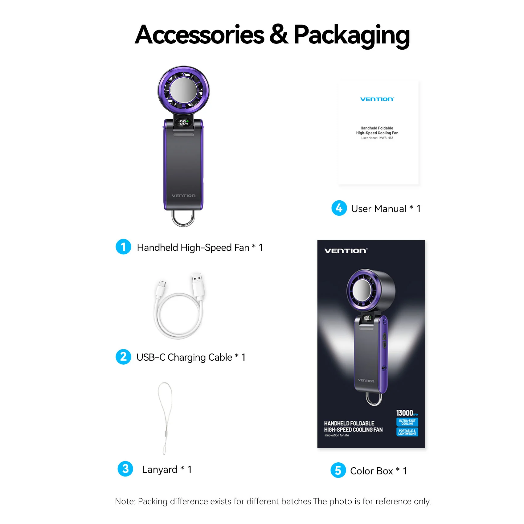 Vention Handheld Foldable High-Speed Cooling Fan - Image 14
