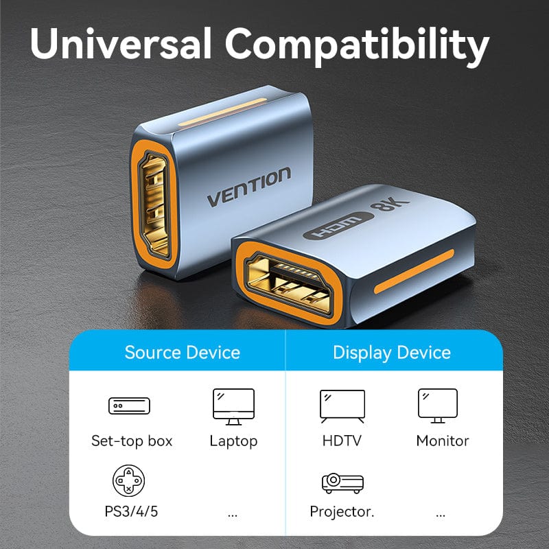 Vention HDMI™-A Female to Female 8K Adapter Gray Aluminum Alloy Type - Image 9