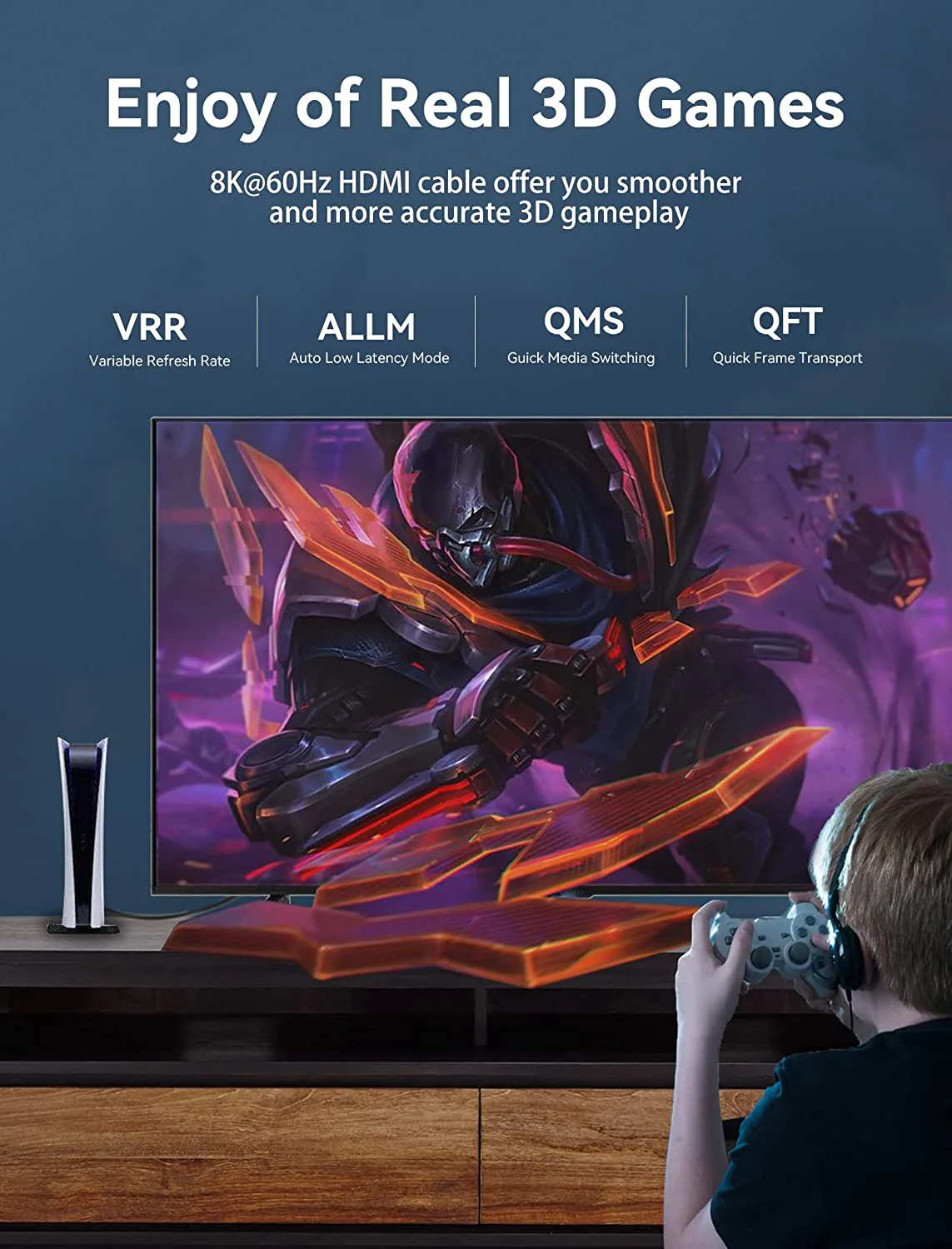 Vention Cotton Braided HDMI™-A Male to Male HD Cable 8K Aluminum Alloy Type - Image 4