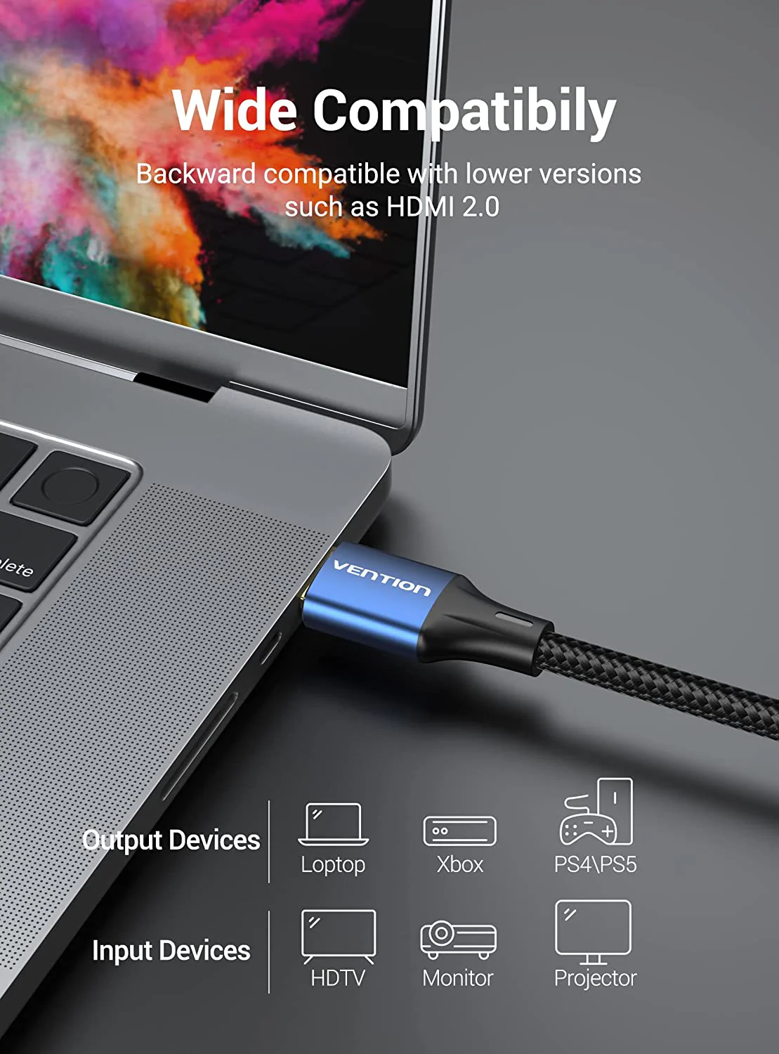 Vention Cotton Braided HDMI™-A Male to Male HD Cable 8K Aluminum Alloy Type - Image 7