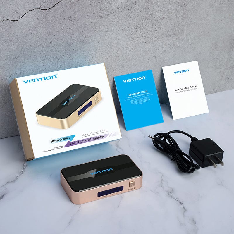 Vention 1 In 4 Out HDMI™ Splitter 4K@30Hz Gold Aluminum Alloy Type EU Standard - Image 6