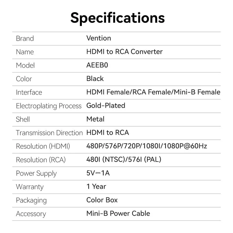 Vention HDMI™ to RCA Converter Black Metal Type - Image 12
