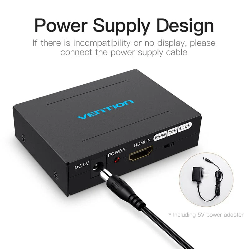 Vention HDMI™ to HDMI™/Optical Fiber Audio/2RCA Audio Converter Black EU Standard - Image 8