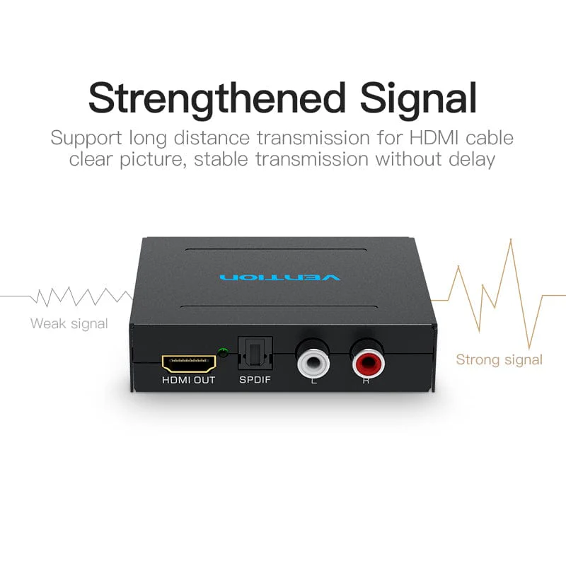 Vention HDMI™ to HDMI™/Optical Fiber Audio/2RCA Audio Converter Black EU Standard - Image 9