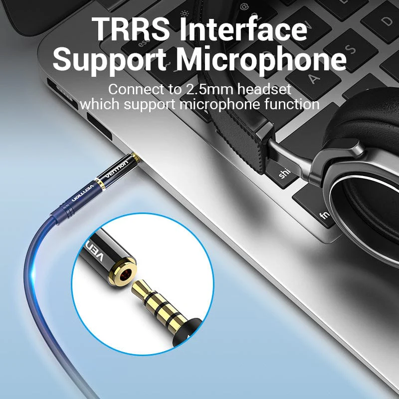 Vention 3.5mm Male to 2.5mm Female Audio Adapter Black Metal Type - Image 5