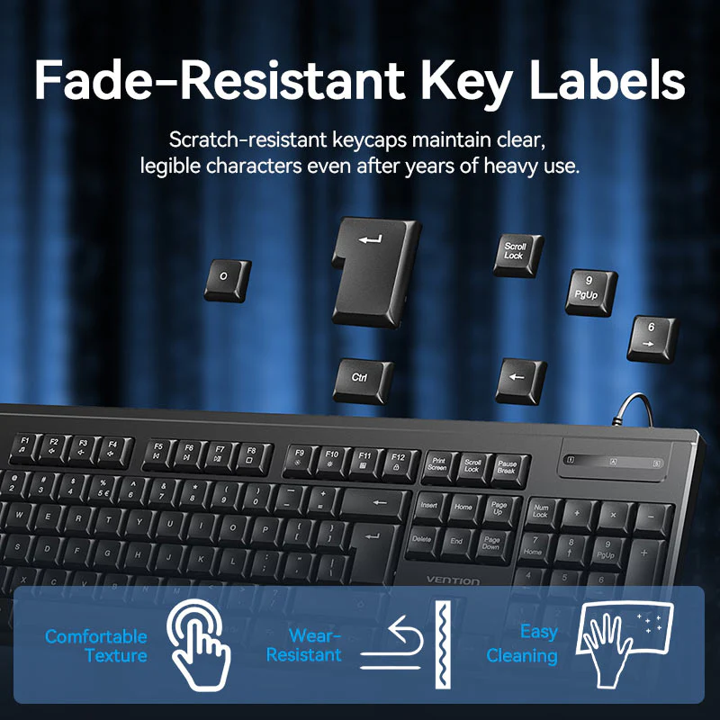 Vention USB Wired Full-Sized Silent Keyboard and Mouse Combo Black Slim Type - Image 13