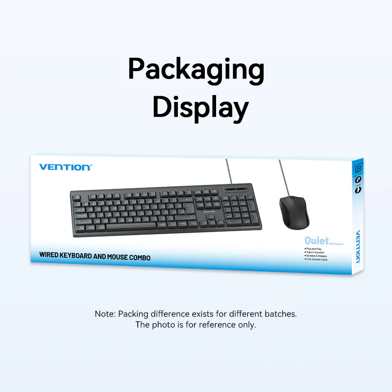 Vention USB Wired Full-Sized Silent Keyboard and Mouse Combo Black Slim Type - Image 17