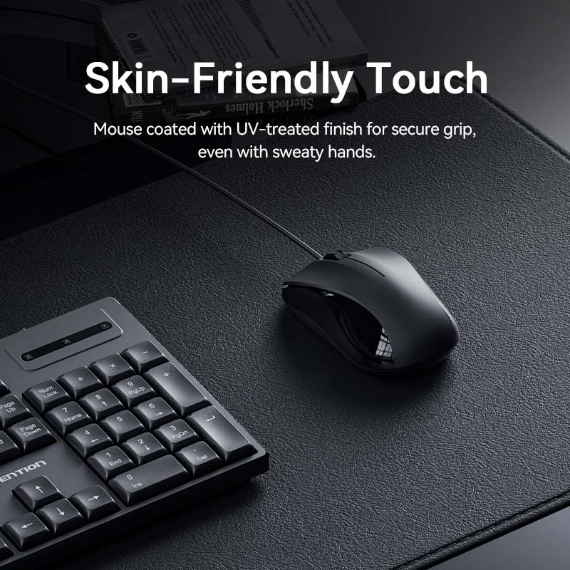 Vention USB Wired Full-Sized Silent Keyboard and Mouse Combo Black Slim Type - Image 9