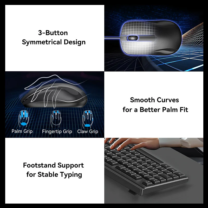 Vention USB Wired Full-Sized Silent Keyboard and Mouse Combo Black Slim Type - Spanish Layout - Image 11