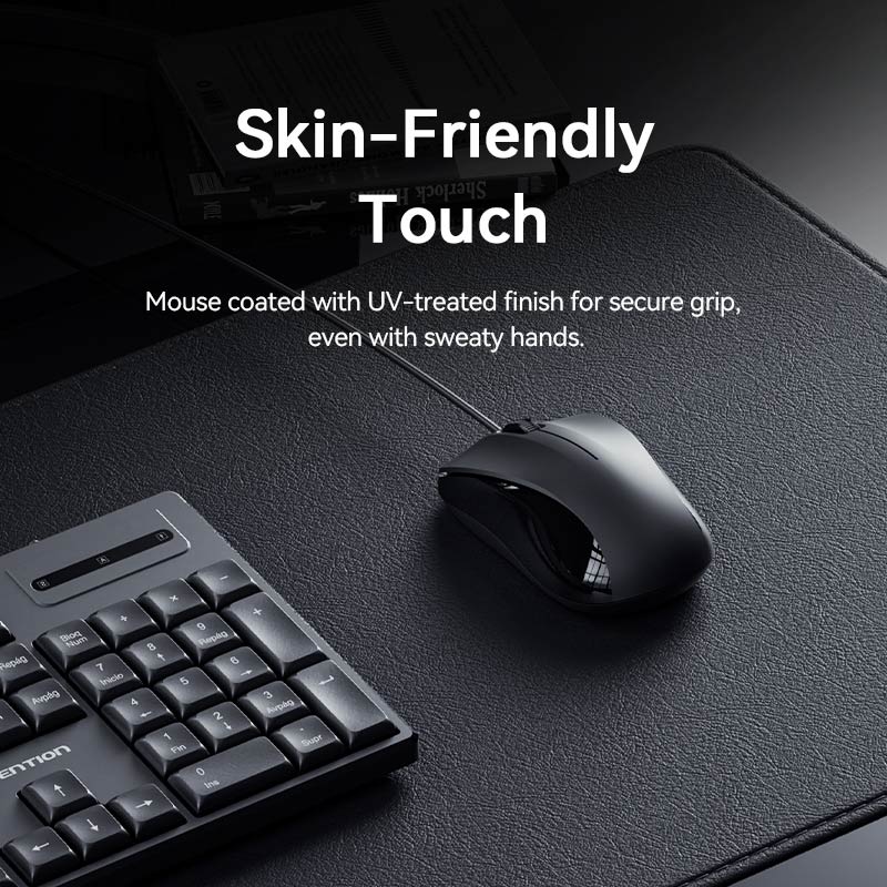 Vention USB Wired Full-Sized Silent Keyboard and Mouse Combo Black Slim Type - Spanish Layout - Image 9