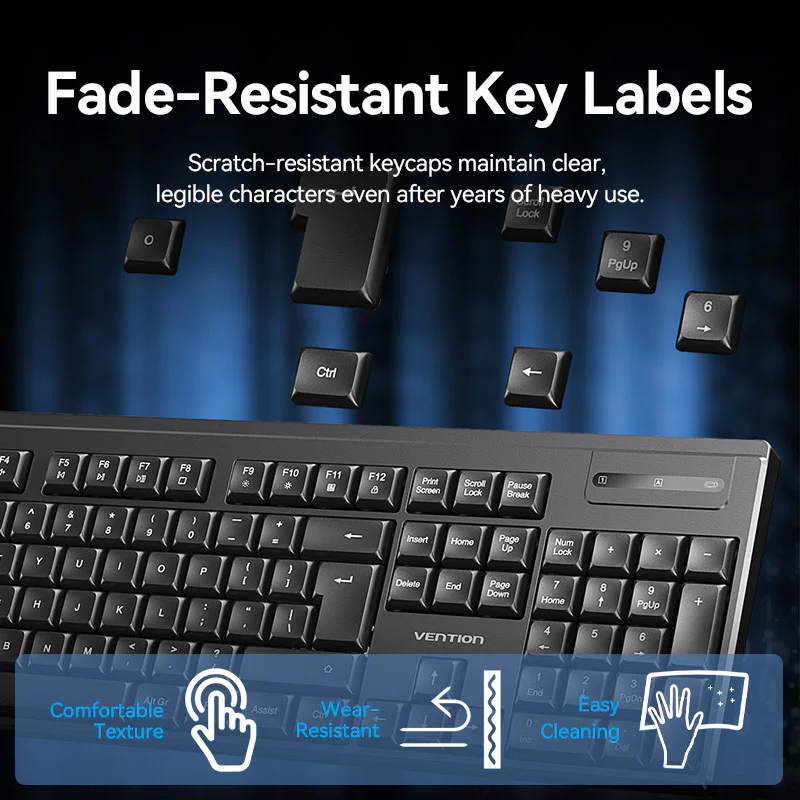 Vention Wireless Full-Sized Silent Keyboard and Mouse Combo Black Slim Type - Image 10