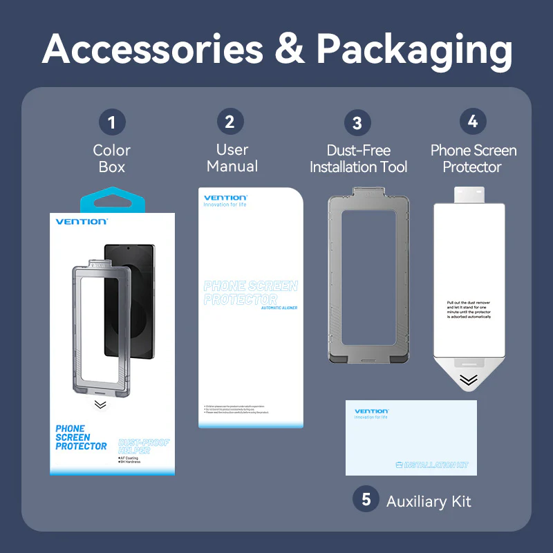 Vention HD Tempered Glass Screen Protector for Samsung Galaxy S25 6.2" with Dust-Free Installation Tool - Image 15
