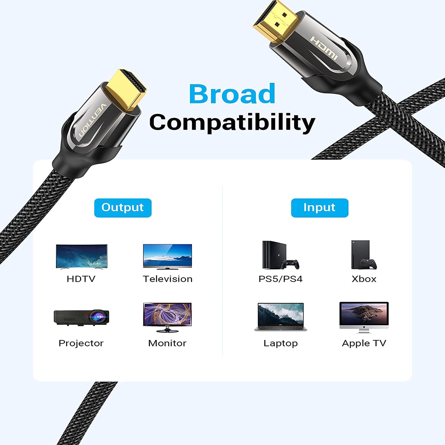 Vention Nylon Braided HDMI™ Cable Black Metal Type - Image 3