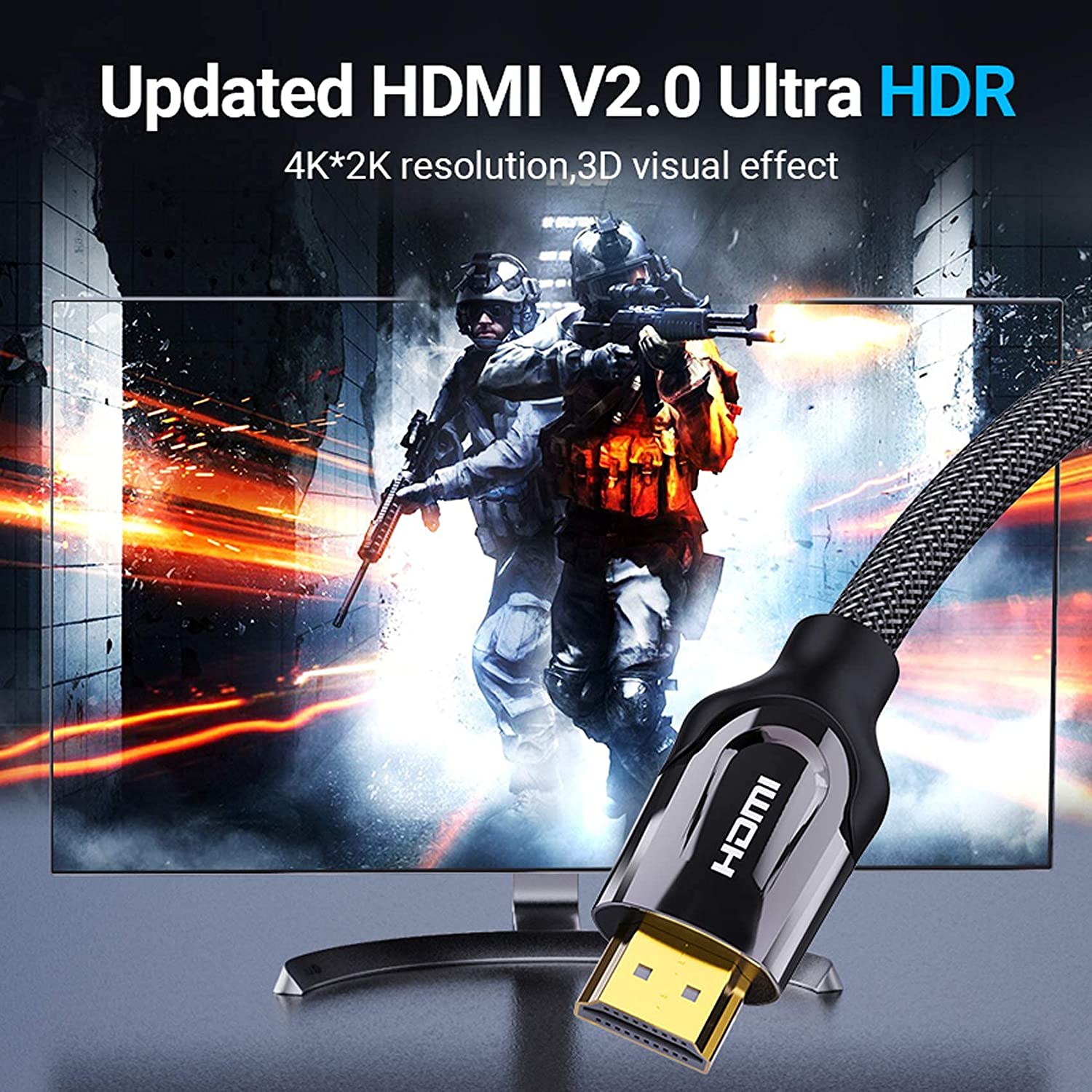 Vention Nylon Braided HDMI™ Cable Black Metal Type - Image 8