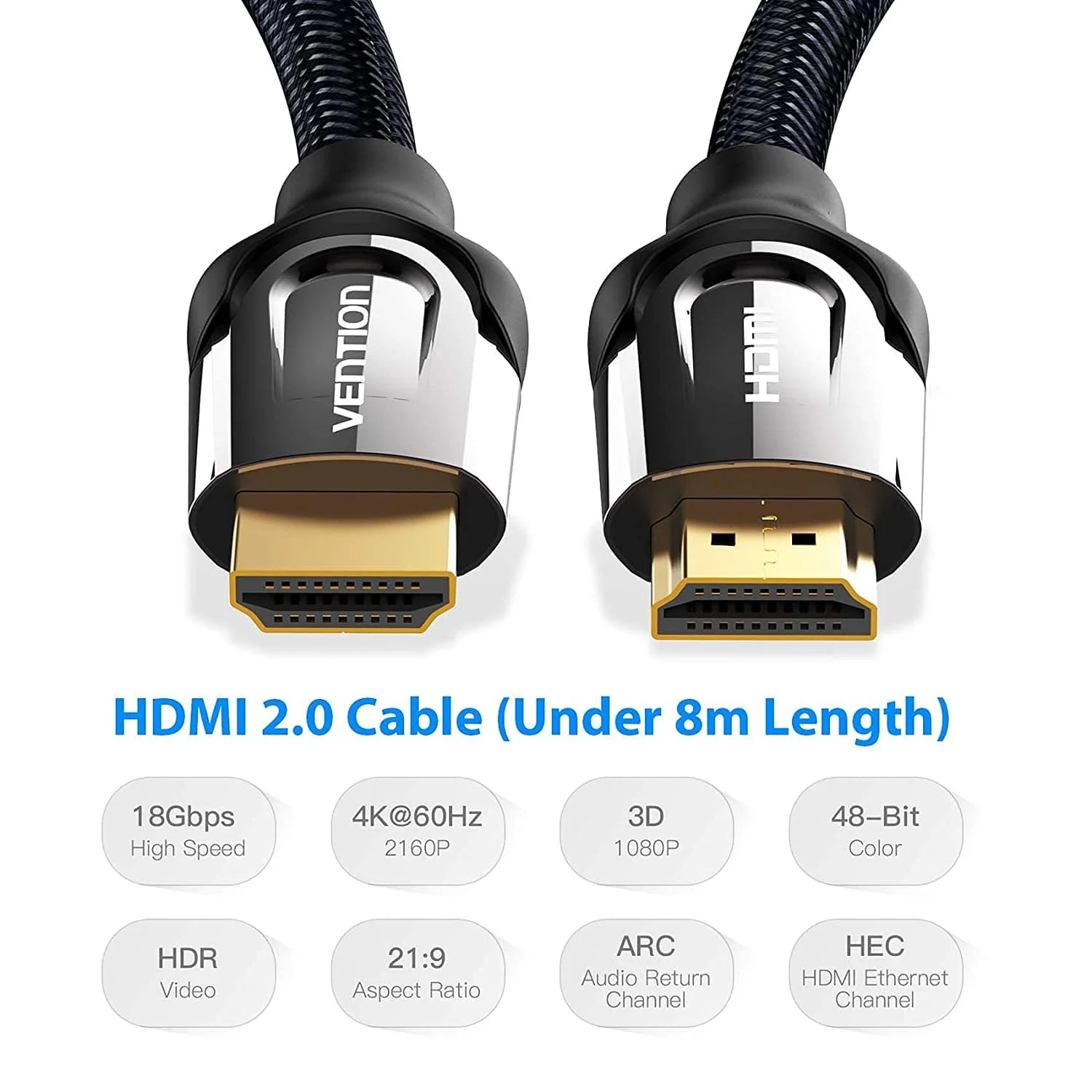Vention Nylon Braided HDMI™ Cable Black Metal Type - Image 9