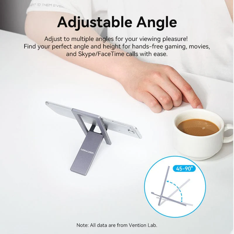 Vention Portable Phone Stand for Desk Black Aluminium Alloy Type - Image 3