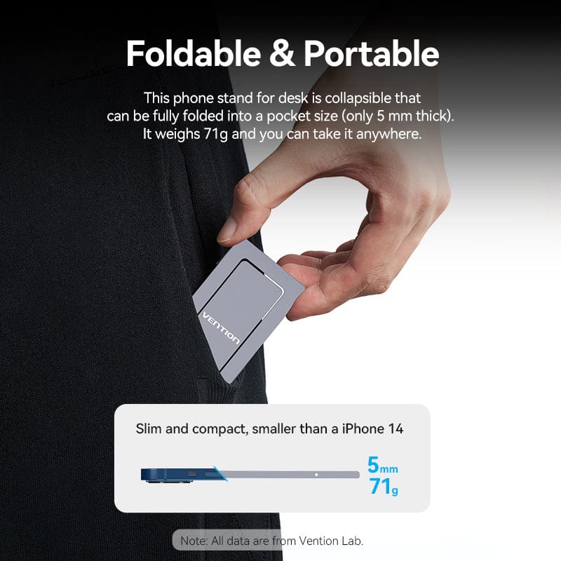 Vention Portable Phone Stand for Desk Black Aluminium Alloy Type - Image 4