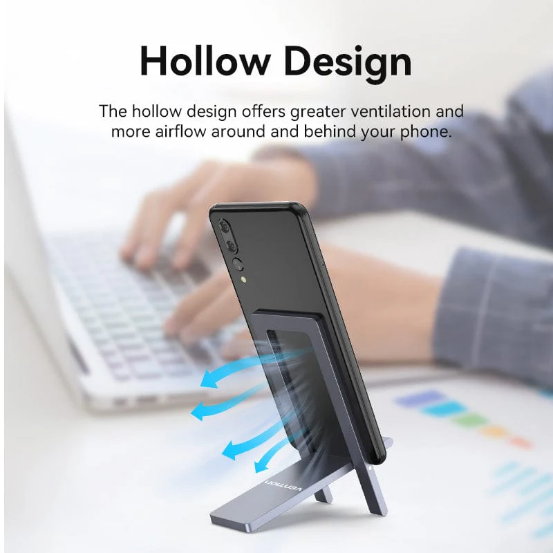 Vention Portable Phone Stand for Desk Black Aluminium Alloy Type - Image 7
