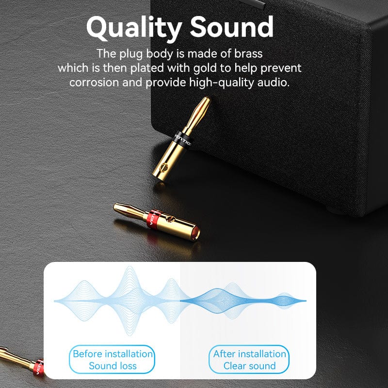 Vention Speaker Banana Plugs Gold Plated 1 Pair - Image 3
