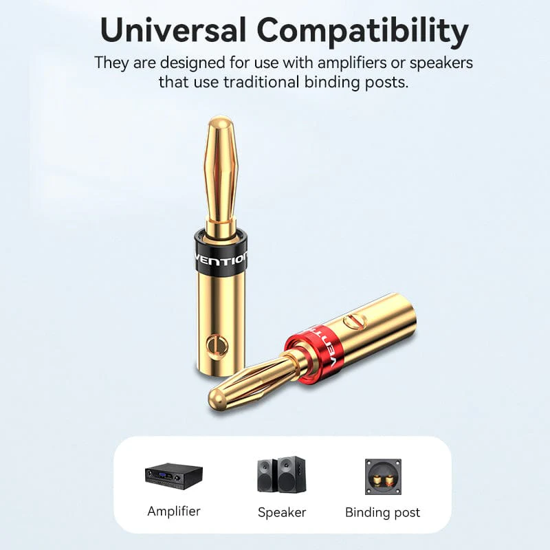 Vention Speaker Banana Plugs Gold Plated 1 Pair - Image 8