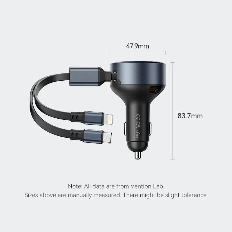 Vention Car Charger with Built-In Cable - Image 16