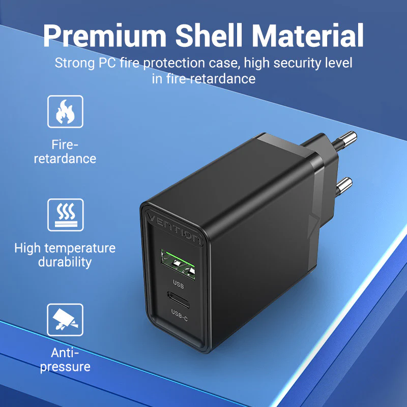 Vention 2-Port USB(A+C) Wall Charger (18W/20W) EU-Plug - Image 10