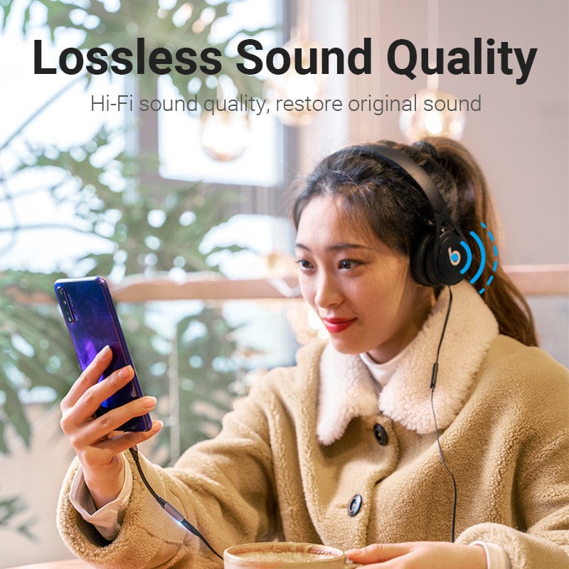 Vention Cotton Braided USB-C Male to 3.5MM Earphone Jack Adapter  Aluminum Alloy Type - Image 4
