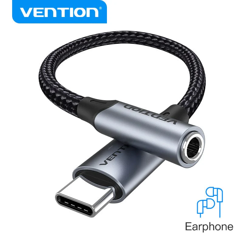 Vention Cotton Braided USB-C Male to 3.5MM Earphone Jack Adapter  Aluminum Alloy Type - Image 7
