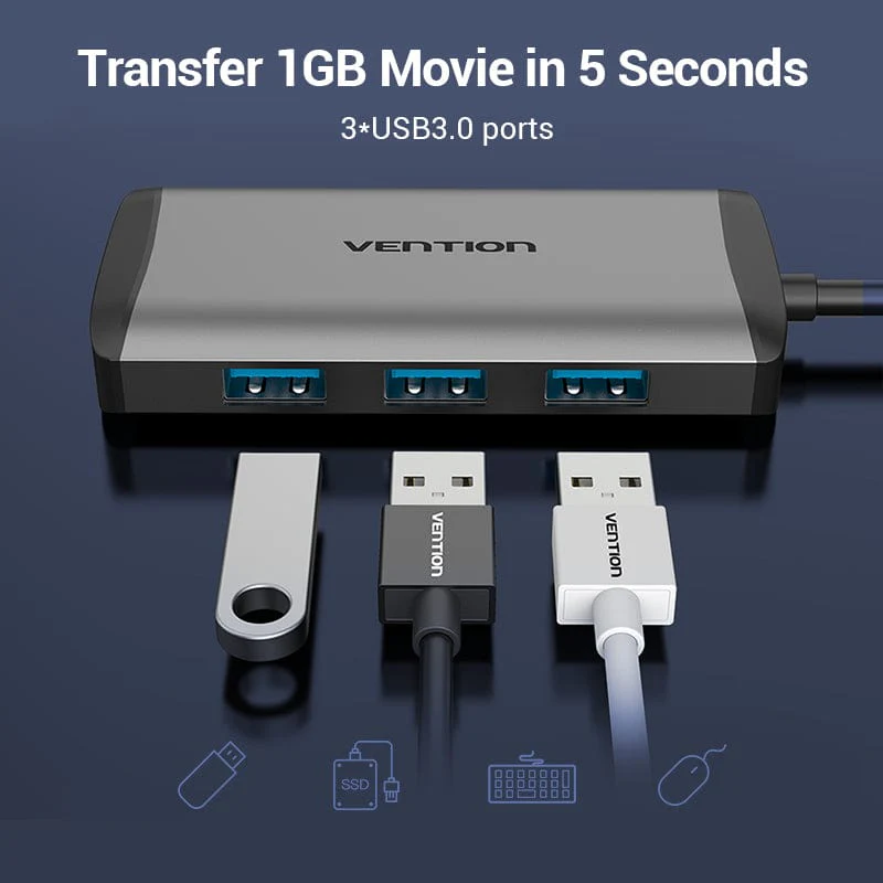 Vention 6-in-1 USB-C Docking Station - Image 4