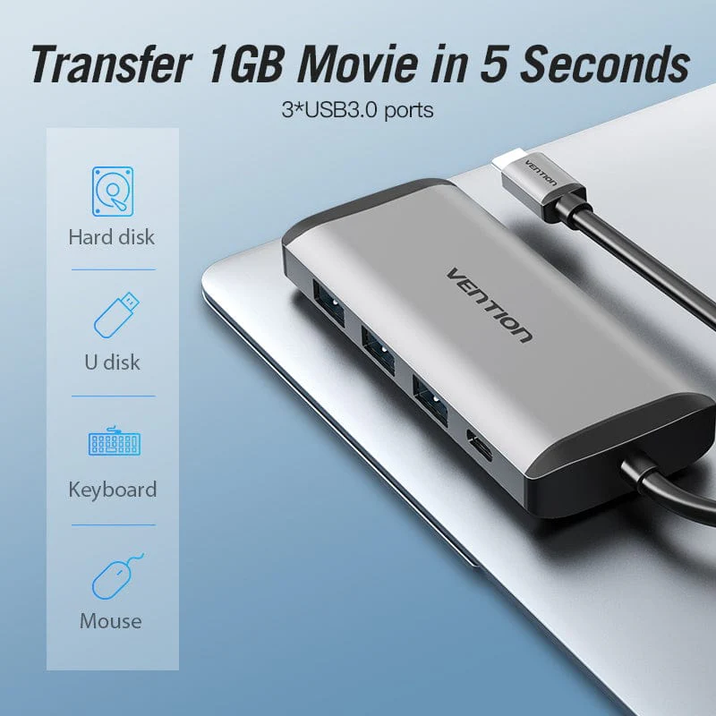 Vention 8-in-1 USB-C Docking Station - Image 5