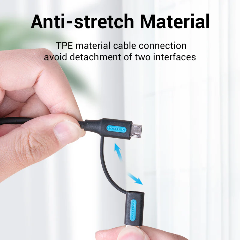 Vention USB 2.0 A Male to 2-in-1 Micro-B&USB-C Male 3A Cable - Image 10