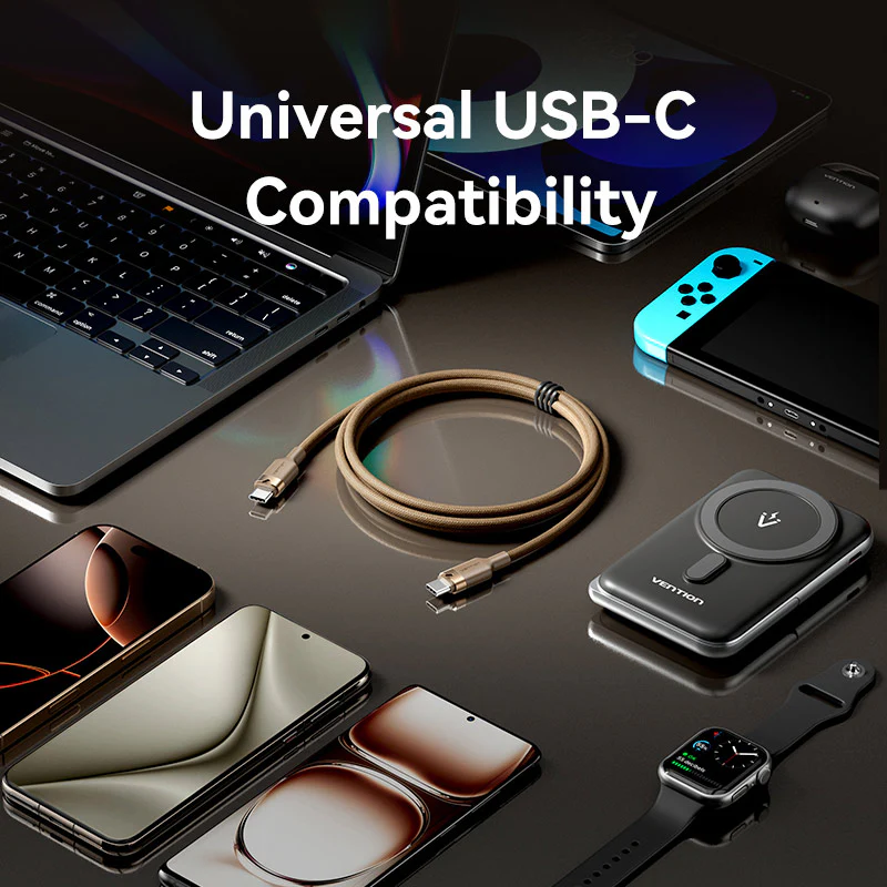 Vention USB 2.0 Type-C Male to Type-C Male 3A Cable Gold Aluminum Alloy Type - Image 10