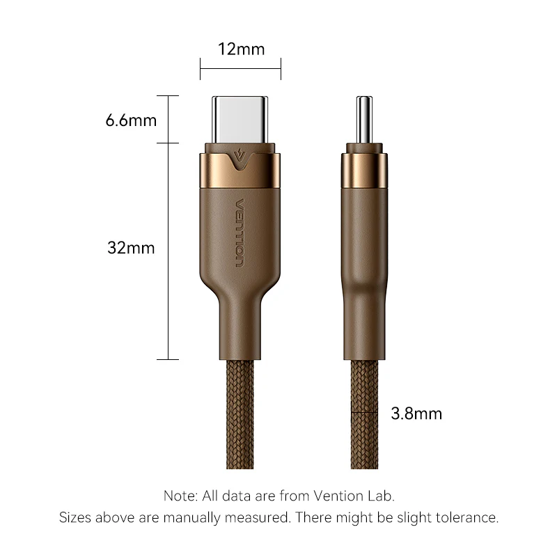 Vention USB 2.0 Type-C Male to Type-C Male 3A Cable Gold Aluminum Alloy Type - Image 12