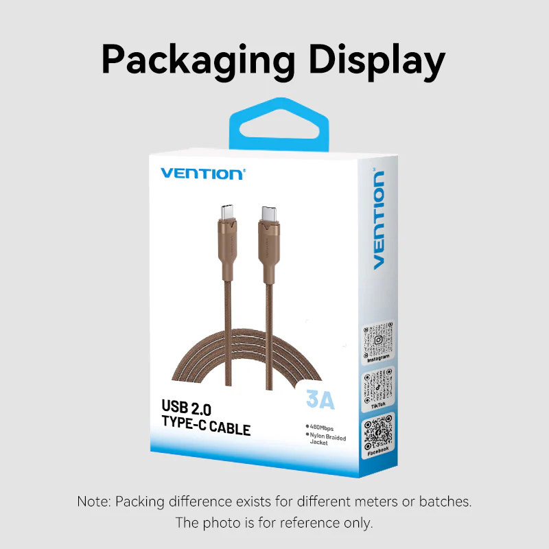 Vention USB 2.0 Type-C Male to Type-C Male 3A Cable Gold Aluminum Alloy Type - Image 13