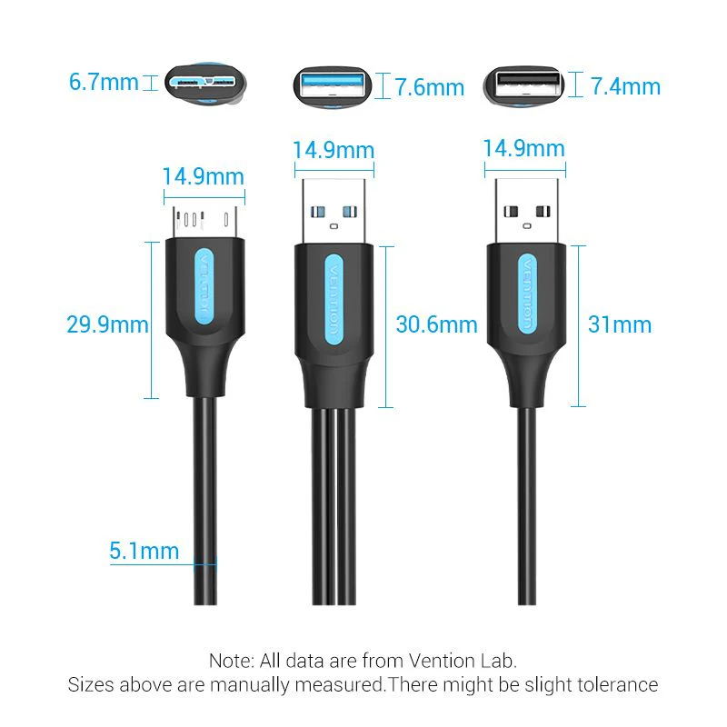Vention  USB 3.0 A Male to Micro-B Male Cable with USB Power Supply PVC Type - Image 10