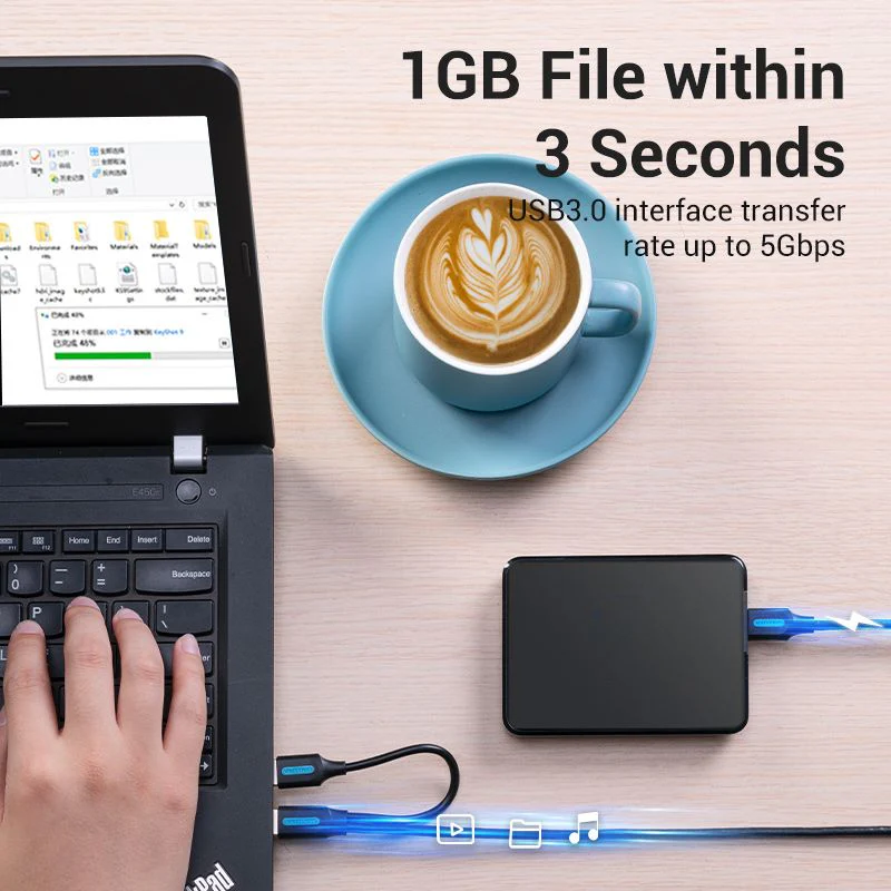 Vention  USB 3.0 A Male to Micro-B Male Cable with USB Power Supply PVC Type - Image 3