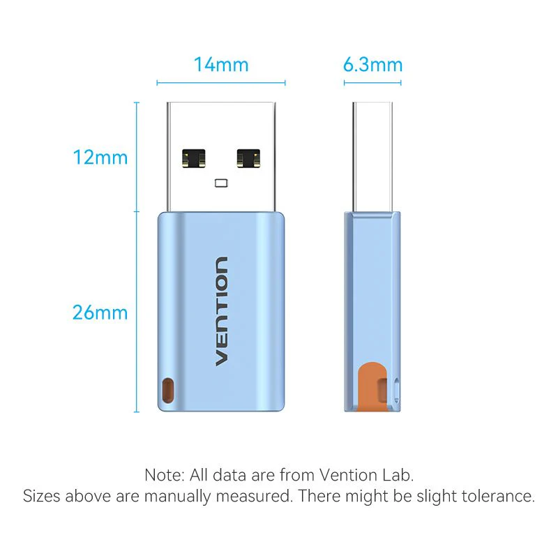Vention USB 3.1 Type-A Male to USB-C Female Adapter with Lanyard Gray Aluminum Alloy Type - Image 11