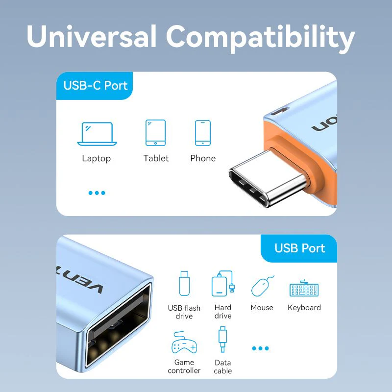 Vention USB 3.1 Type-C Male to USB Female OTG Adapter with Lanyard Aluminum Alloy Type - Image 10