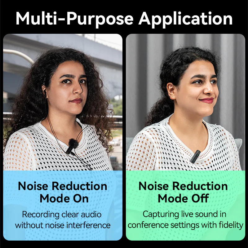 Vention USB-C 2-Pack Wireless Lavalier Microphone with Charging Case Black Type - Image 9