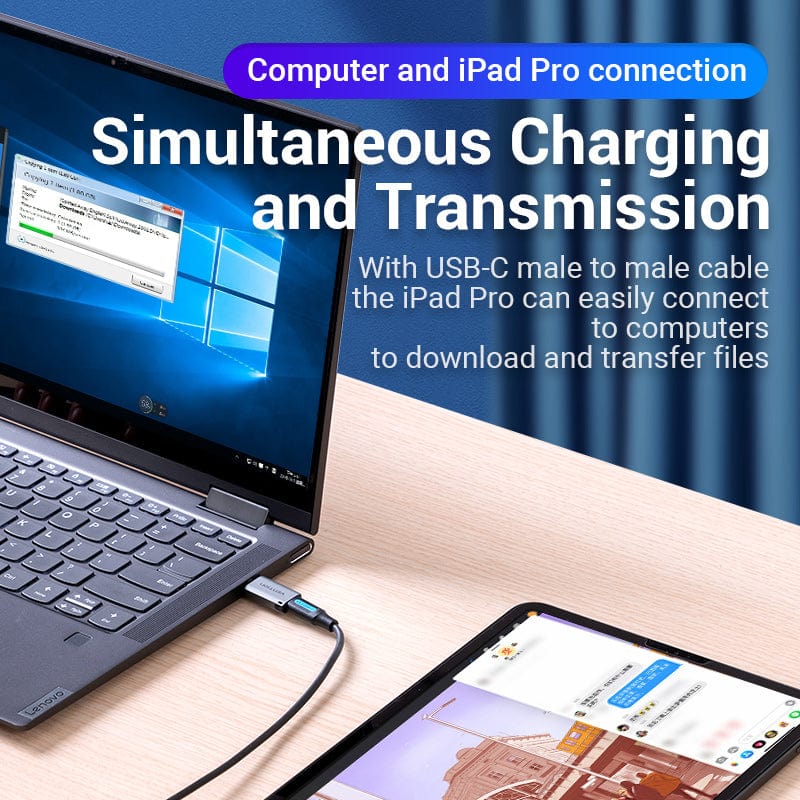 Vention USB 3.0 Male to USB-C Female Adapter Gray Aluminum Alloy Type - Image 5