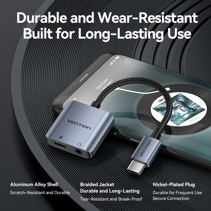 Vention USB-C Male to 3.5mm Female Audio Adapter with Fast Charging Port - Image 11